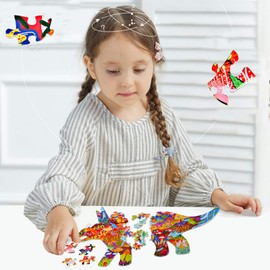 Puzzles for Kids Ages 4-8, 8-10 and Adults Triceratops Dinosaurs 150 Pieces Animal Shaped Jigsaw Puzzles Toys for Kids 5 6 7 8 12 Boys Girls Birthday