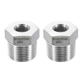 HARFINGTON 2pcs 304 Stainless Steel Reducer Bushing 3/4" NPT Male x 1/4" NPT Female Hex Bushings Pipe Fittings Reducing Cast Pipe Adapter for Air Water Oil Gas Tube