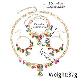 YTDYTD Christmas Tree Bell Jewelry Set, Colorful Necklace Bracelet Earrings