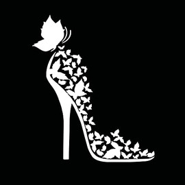 5pcs Car Decorative Decals Car Window Door Bumper Decal Fashion Modified Decal Personality Butterfly High Heels Reflective Stickers Scratch Protectors Sticker for Wall Cars (White, 17 * 12.8cm)