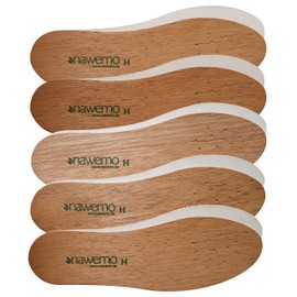 Nawemo Pack of 5 / 5 Pairs Cedar Wood Soles for Men, Antibacterial Cedar Wood Insoles Against Sweat Feet, Foot Odour, Athlete's Foot and Nail Fungus, Thin Insoles, Brown, Size 40 EU, brown