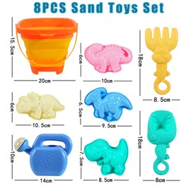 ChaneeHann Sand Toy from 1 Year, 8-Piece Set with Foldable Buckets and Sand Moulds, Beach Toy for Children from 2, 3, 4 5 Years, Girls, Boys, Sandpit Toy, Outdoor Toy