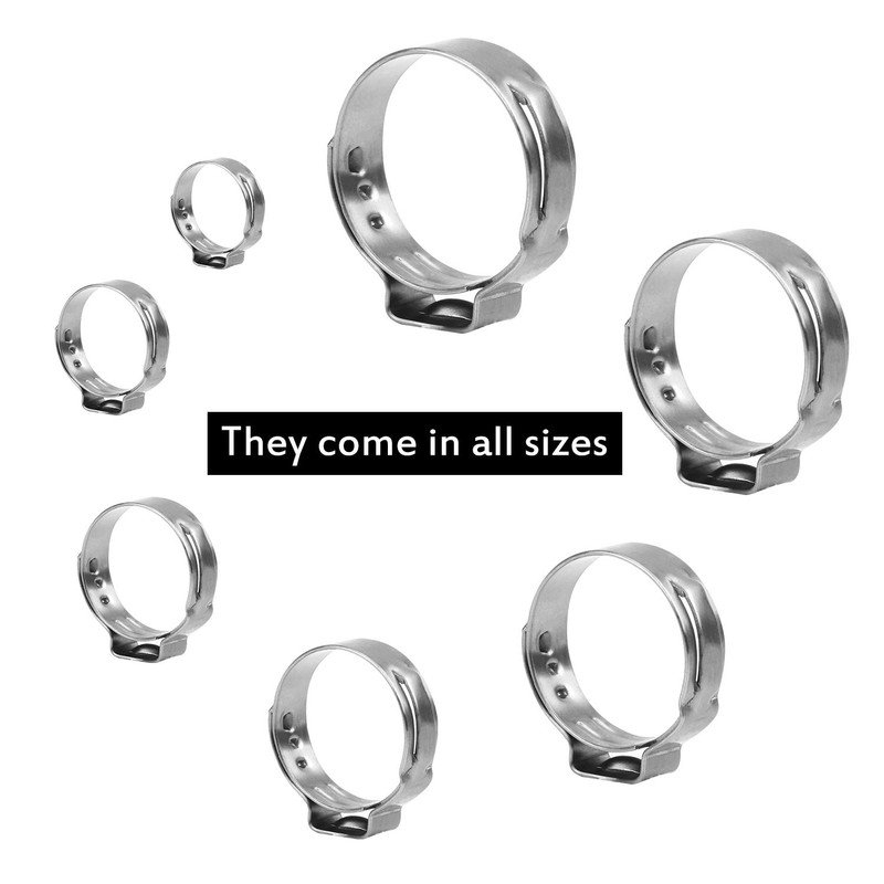 WiMas 85PCS 304 Stainless Steel 6-21mm Single Ear Hose Clamps,