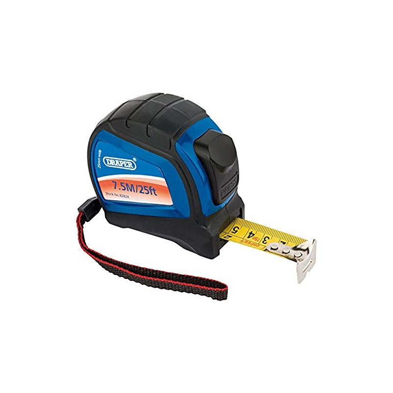 Draper 82824 7.5M/25ft Professional Measuring Tape Black and 7.5 m/25