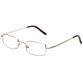 Calabria 753-XL Rectangle Reading Glasses +5.00 Gold Men Women Metal Single Power Readers Adjustable Nose Pads