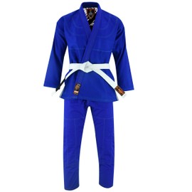 Jaguar Pro Gear – Way of the Warrior Inner Sublimated - Pro Brazilian Jiu Jitsu BJJ Kimono Gi Uniform Unisex - Belt Included (Blue, K-1)