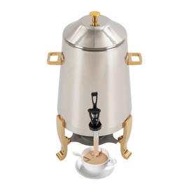 13L Hot Beverage Dispenser, Stainless Steel Coffee Urn Electric Hot Drinks Dispenser with 95-185℉ Heating Board & Fuel Tray for Party Even Buffet Catering (Gold - Fuel & Electric Heating)