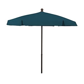 Fiberbuilt 7.5' Hex Garden Patio Umbrella 6 Rib Push Up Champagne Bronze with Teal Vinyl Coated Weave Canopy