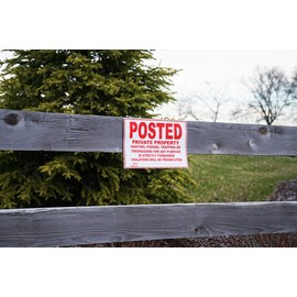 Posted Private Property No Trespassing Tyvek Sign | Heavy Duty | Durable | Weather Resistant | Red and White | 8” x 12" - 100 Signs