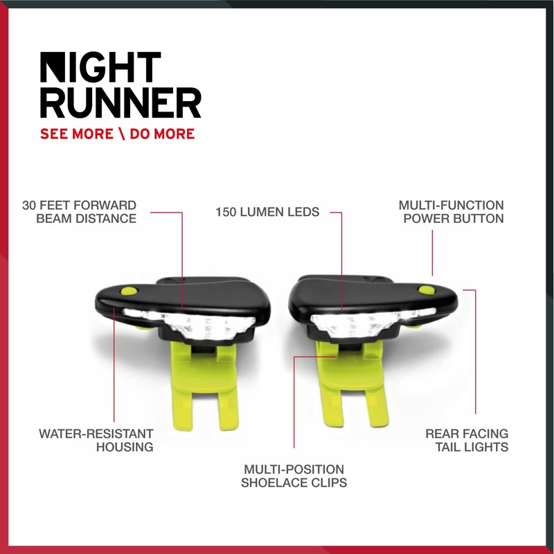 Night Tech Gear Running Shoe Lights – Hands-Free LED Lights