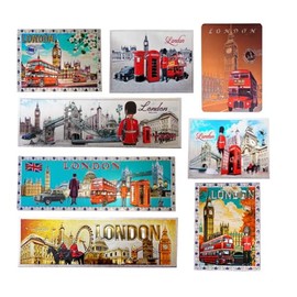 London Fridge Magnet Set – 8-Piece Acrylic Foil Souvenirs Featuring England’s Most Famous Icons