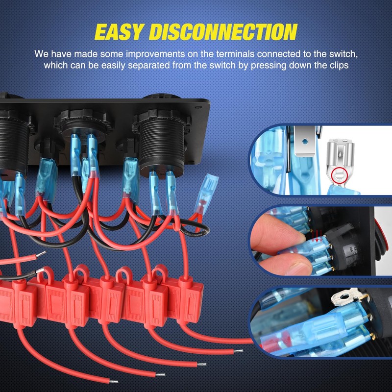 Nilight 5 Gang Multi Function Waterproof Switch Panel PD Type