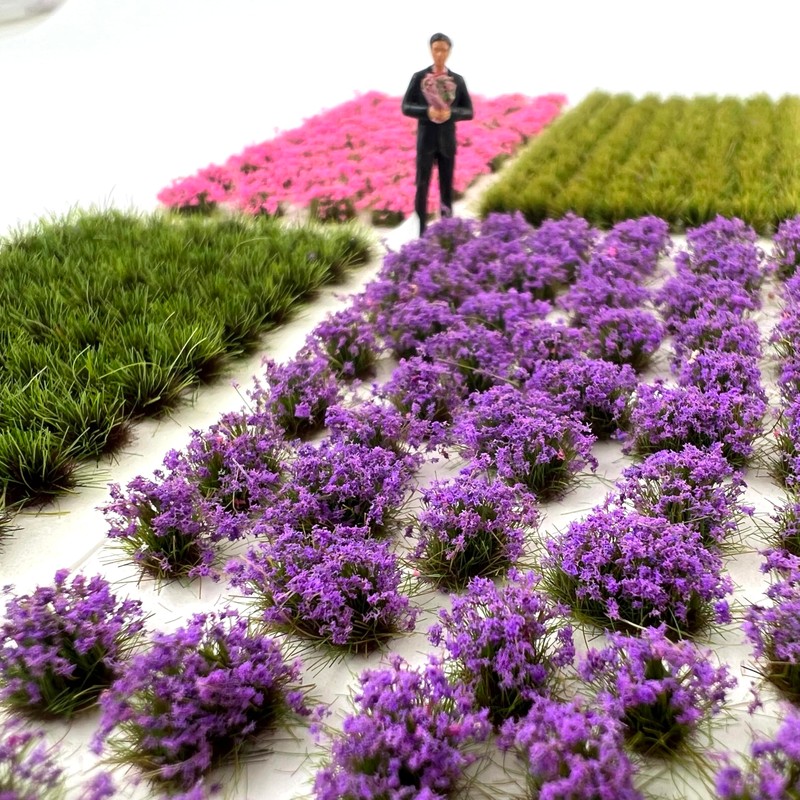 314 Pcs Nylon Miniature Grass Tufts, Mixed Pink & Purple
