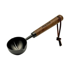 Vintage Coffee Scoop, 304 Stainless Steel Coffee Measuring Spoon, 4 tbsp/60 ml Gunmetal Coffee Spoon with Walnut Wooden Handle for Ground Coffee & Tea