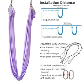 PRIORMAN 5.5 Yard Aerial Yoga Hammock Set Yoga Hammock Kit for Fitness Anti Gravity Fabrics with Low Stretch Nylon Fabric & Included Hardware for Aerial Dance