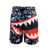 Unbranded Shark Teeth Swim Trunks Swimming Board Shorts Black Gray