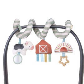 Itzy Ritzy Spiral Car Seat & Stroller Activity Toy; Includes Dangling Ring, Mirror and Textured Ribbons; Farm