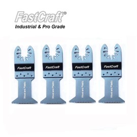 Oscillating Tool Blades, FastCraft® 4pc E-Cut (Wood/Plastic) HCS-SK5 All Industrial & PRO Grade Tough Cutting for Oscillating Tools [Bulk Packaging]
