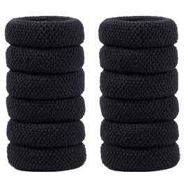 Hilmocho 12 Pieces Thick Hair Ties Hair Bands Ponytail Holder Women Girls Seamless No Crease Stretchy Hair Ties for Thick Heavy and Curly Hair