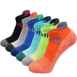 J.WMEET Mens Low Cut Ankle Athletic Socks Cotton Mesh Cushioned Running Ventilation Sports Tab Socks 6Pack