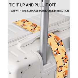 ASJHFDIR Luggage Straps for Suitcases, Adjustable Travel Belt, Durable Wide Luggage Strap, Cute Suitcase Strap Identifiers with Buckle, Bag Straps for Luggage, Cute Racoon