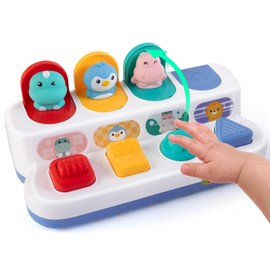 Montessori Cause and Effect Toy 6-12 Months, Baby Push Button Pop Up Animal Toy, Interactive Sensory Toys for Toddlers 1 2 3, Developmental Educational Toy for Boys Girls 9 10 11 Months