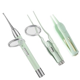 LED Earwax Removal Kit Prevents Scratches, Clear Vision with Wide Handle, Integrated LED Light, Clear Vision for Children, Light Green