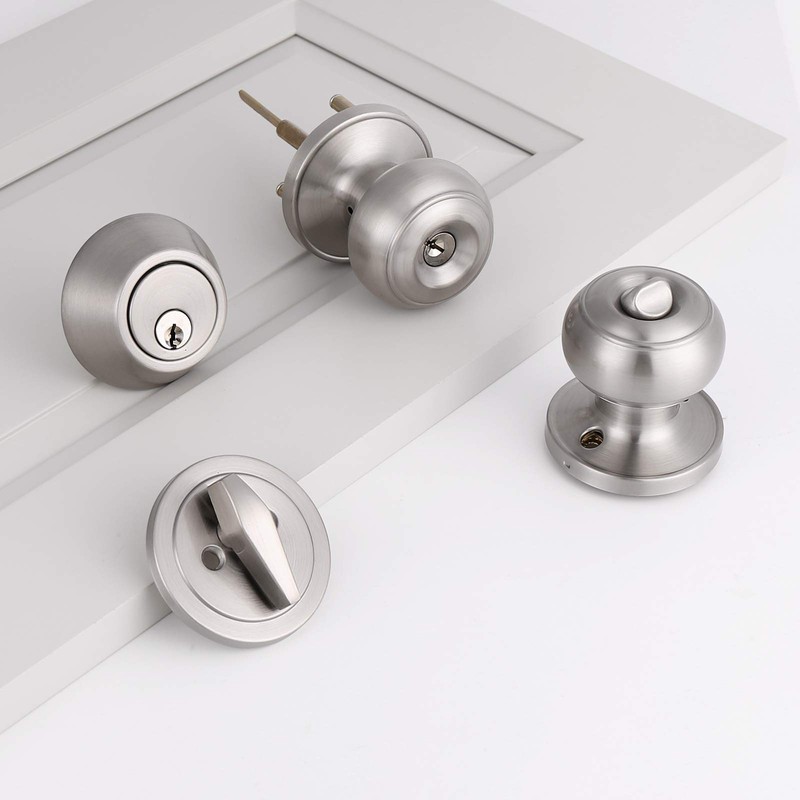 Probrico Entry Door Knob Lock Set and Single Cylinder Deadbolt