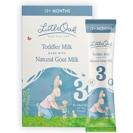 LittleOak Natural Goat Milk Toddler Milk, Stage 3 (12 Months+) – Gentle Nutrition, 6 x 30g Sachets, Made in New Zealand