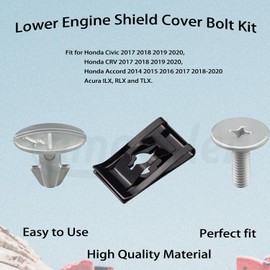 Amavoler Lower Engine Cover Pin Screws Bolts Splash Shield Hardware Aftermarket Replacement Parts Fit for Honda Accord Civic CRV Acura. OEM#:90674-TY2-A01 90105-TBA-A00 90673-TY2-A01.