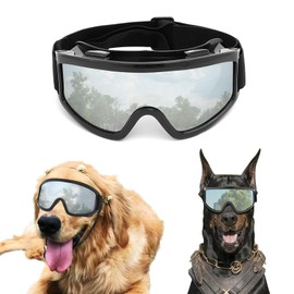 Dog Goggles Large Breed, Dog Sunglasses Pets Goggles Eye Wear Snow Skiing Glasses Anti-Fog UV Protection Windproof Dustproof Eyepiece for Medium Large Dog Travel Riding Driving with Adjustable Strap