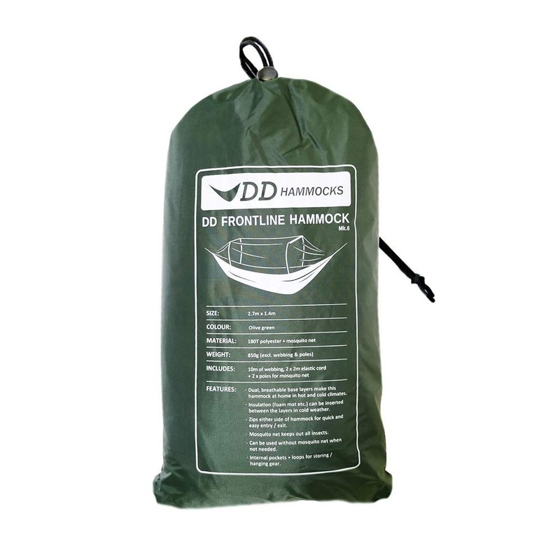 DD Hammocks Frontline Hammock - Olive Green - Portable Lightweight