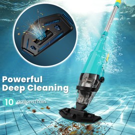 EFURDEN Pool Vacuum for Above Ground Pool, Cordless Handheld Rechargeable Pool Cleaner with Running Time Up to 60 Minutes for Sand and Debris, Ideal for In-Ground Pools, Spas, and Hot Tubs (Green)