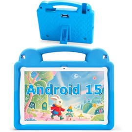 Ruufuuxy Kids Tablet 10 Inch Android 15 Tablet for Kids Ages 3-15, A523 Octa-Core with Case, Parental Controls,8GB+64GB Storage (Expand 1TB), 2.4G&5G WiFi6, BT4.2, Blue