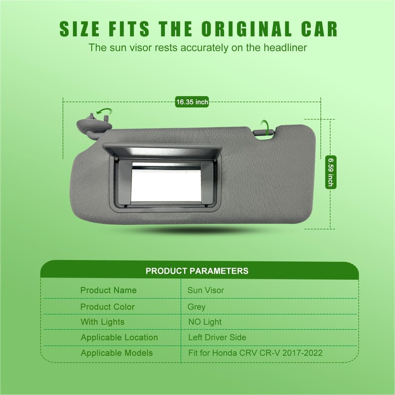Left Driver Side Sun Visor for Honda CRV 2017 2018