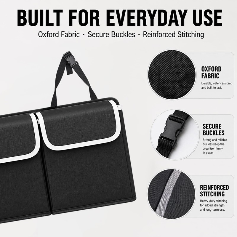 Car Trunk Organizer, 4 Storage Pockets Large Capacity, 36.2 x