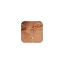 Layered Initial Necklaces for Women Bubble Letter Necklace Gold 14K Gold Plated Letter A-Z Pendent Necklace Dainty Cute Choker Necklace for Women Stackable Small Initial Necklace Jewelry Gifts for Women Trendy (S)