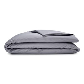 Sleepgram Supima Machine Washable 400 Thread Count Cotton Silver Ion Infused Luxury Zippered Duvet Cover with Travel Bag, King, Grey Stone