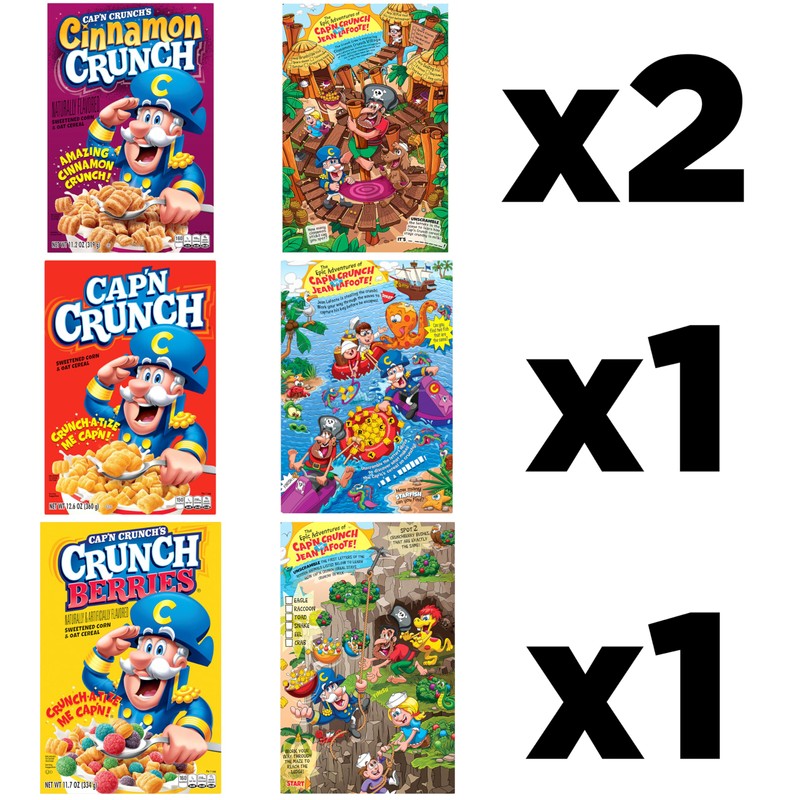 Cap'n Crunch Cereal, Cinnamon, Original & Crunch Berries Variety Pack