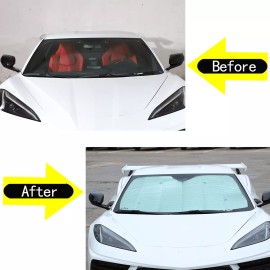 car-attention Car Front Window Windshield Sun Shade Shield Cover For Corvette C8 2020-2023 Z06