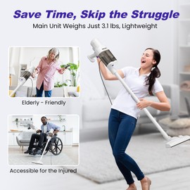Vaccum Cleaner for Home, Corded Stick Vaccum 600W 22KP for Pet Hair, Handheld Vaccum Ultra-Light the Elderly and the Injured Friendly, Hardwood Floor Lightweight Vaccum for Dorm Apartment Essential