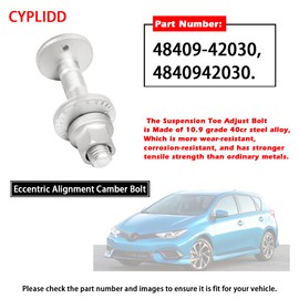 CYPLIDD Eccentric Alignment Camber Bolt Comaptible with Toyota RAV4 2010-2018 Scion tC 2011-2016 Suspension Control Arm Cam Adjustment Nut Kit Replace 48409-42030 (Pack of 2)