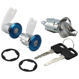 Ignition and Door Lock Cylinder with Key Set Compatible for 92-96 Bronco F-150 F-250 F-350, Replacement F3UZ1522050D