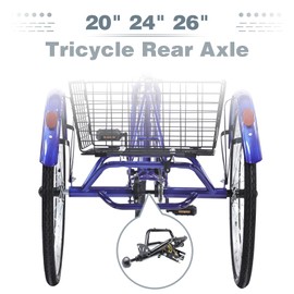 WEEROCK Tricycle Rear Axle Tricycle Conversion Kit 1/ Single Speed, 5/8Inch Axle(15.8mm) for 20" 24" 26" Trike, 3 Wheel Bikes