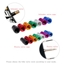 PLATTBK Bicycle Valve Caps 6 Pack Presta/Schrader Valve Caps Aluminum Alloy French/American Wheel Dust Covers Multi-Color Valve Adapter Cap