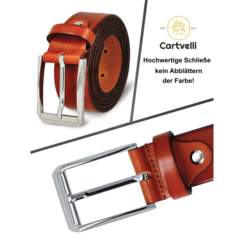 Cartvelli Men's Business Leather Belt with Gift Box Made in