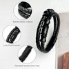 Tienyuu Men’s Double-Row Braided Leather Bracelet with Stainless Steel Ornaments