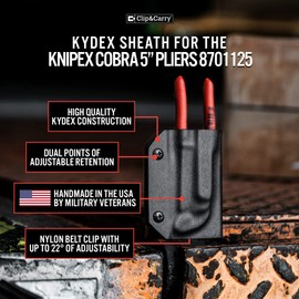 Clip & Carry Kydex Sheath for the Knipex Cobra Water Pump 5" Pliers 8701125 (BLACK)