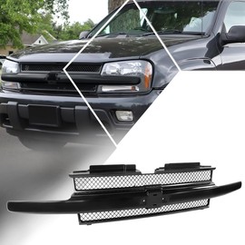 Factory Style Square Mesh Front Bumper Grille Grill Compatible with 02-05 Chevy Trailblazer,Black