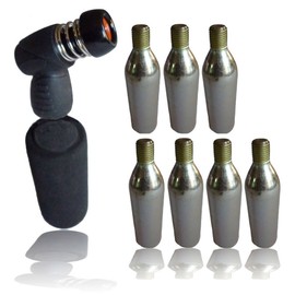 Bike CO2 pump cycle tyre tube inflator Presta Schrader 7 x 16g gas cylinders